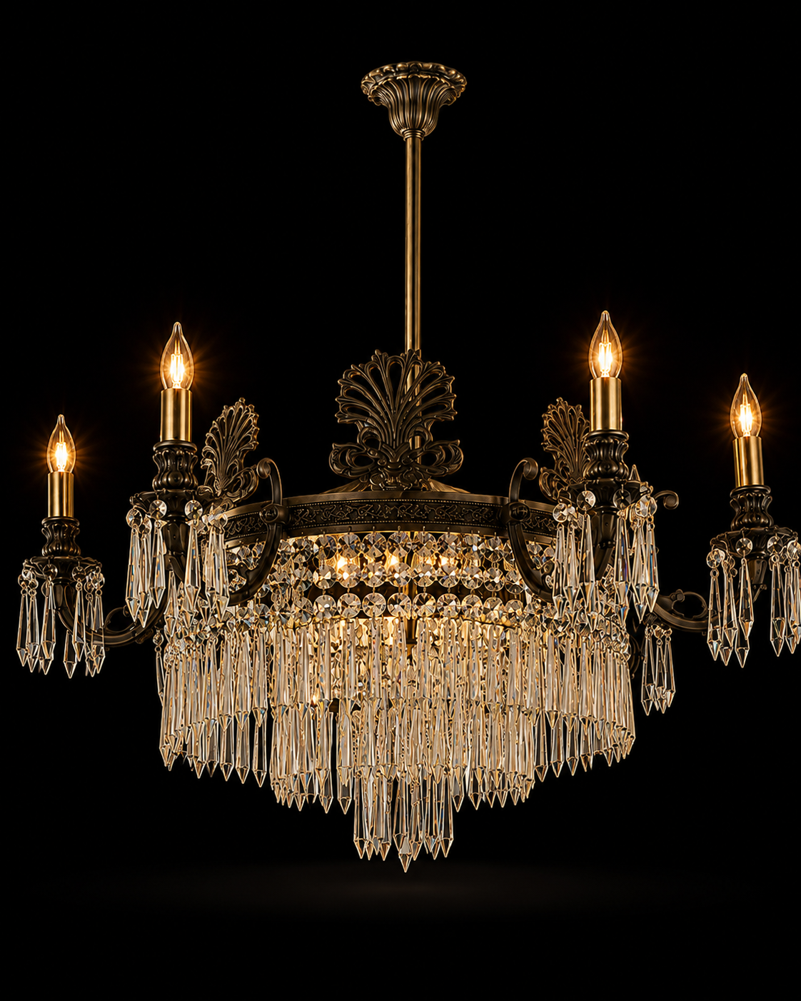 Rajdarbar Empire Prism-Cascade Four-Arm Chandelier