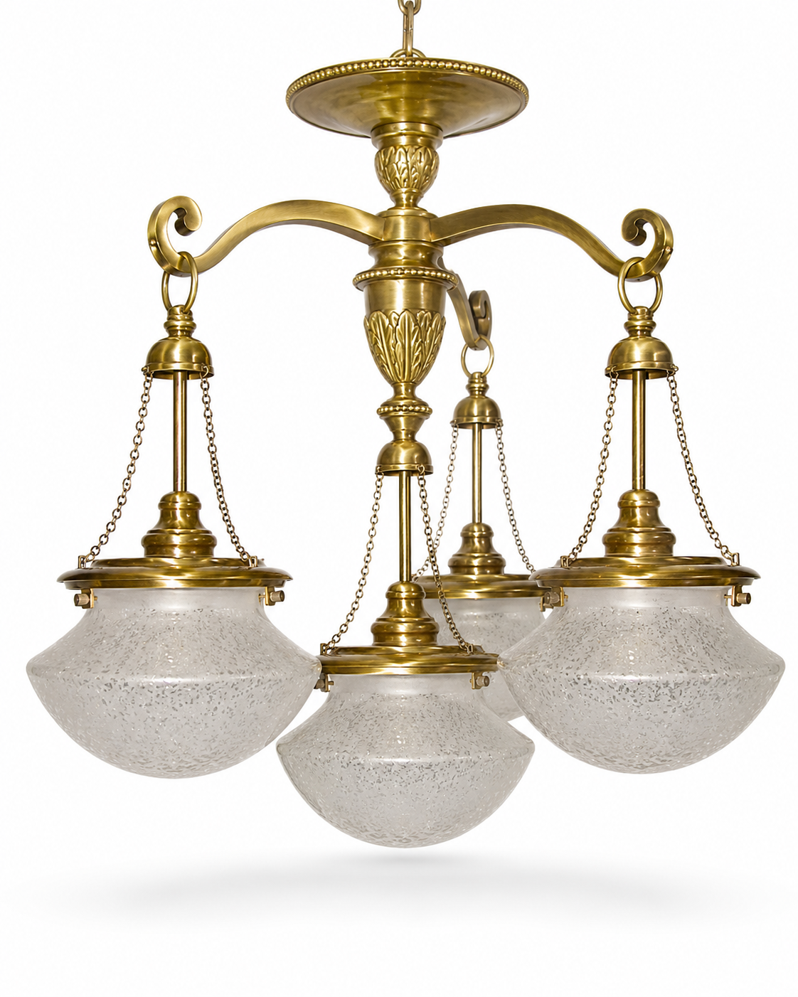 Noorjharokha Chain-Suspended Textured Glass Four-Light Chandelier · SGE-CH-096 · Samrat Glass Emporium — view 2