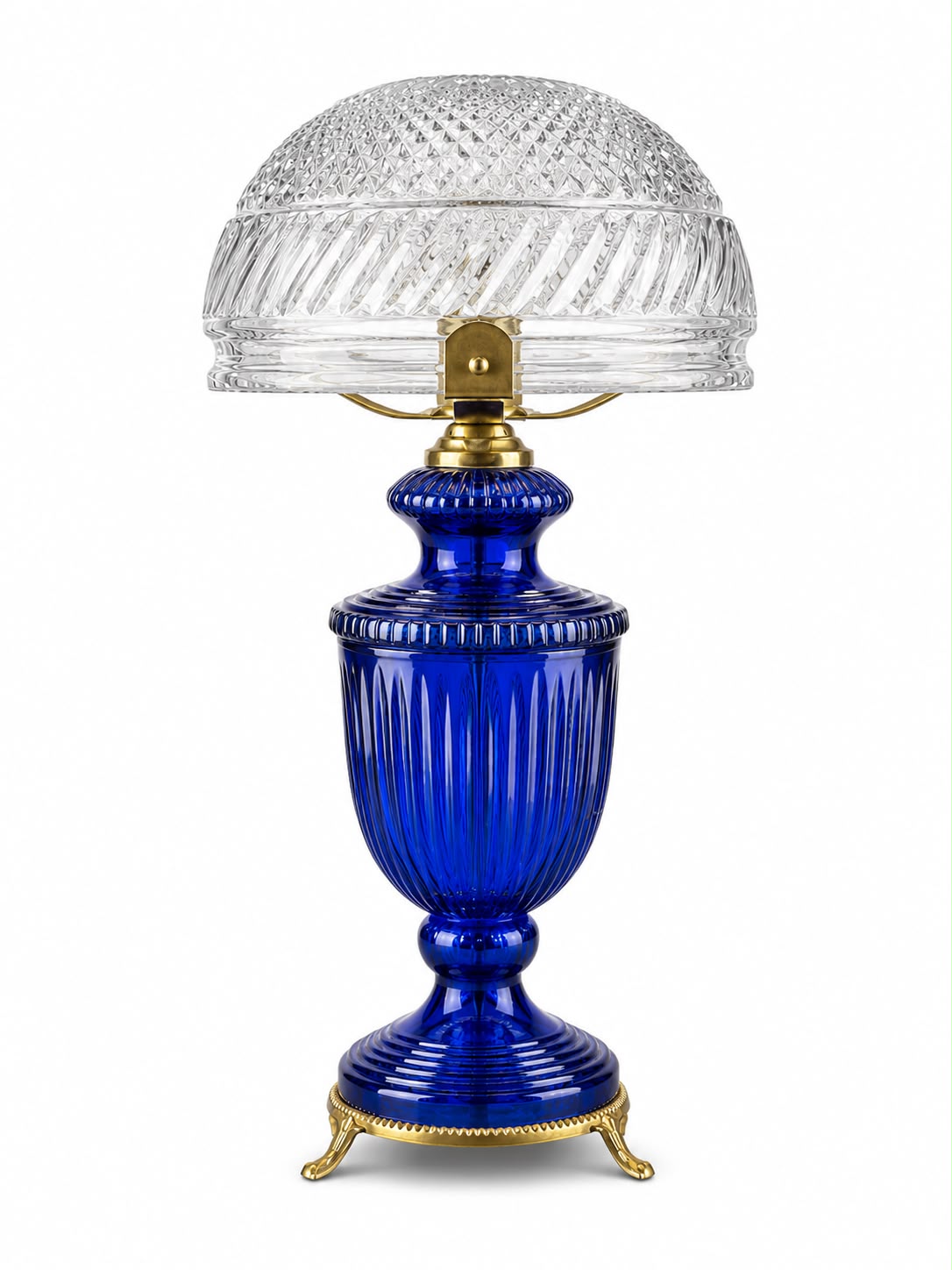 Neelkanth Cobalt-Fluted Diamond-Dome Glass Table Lamp · SGE-TL-004 · Samrat Glass Emporium — view 2