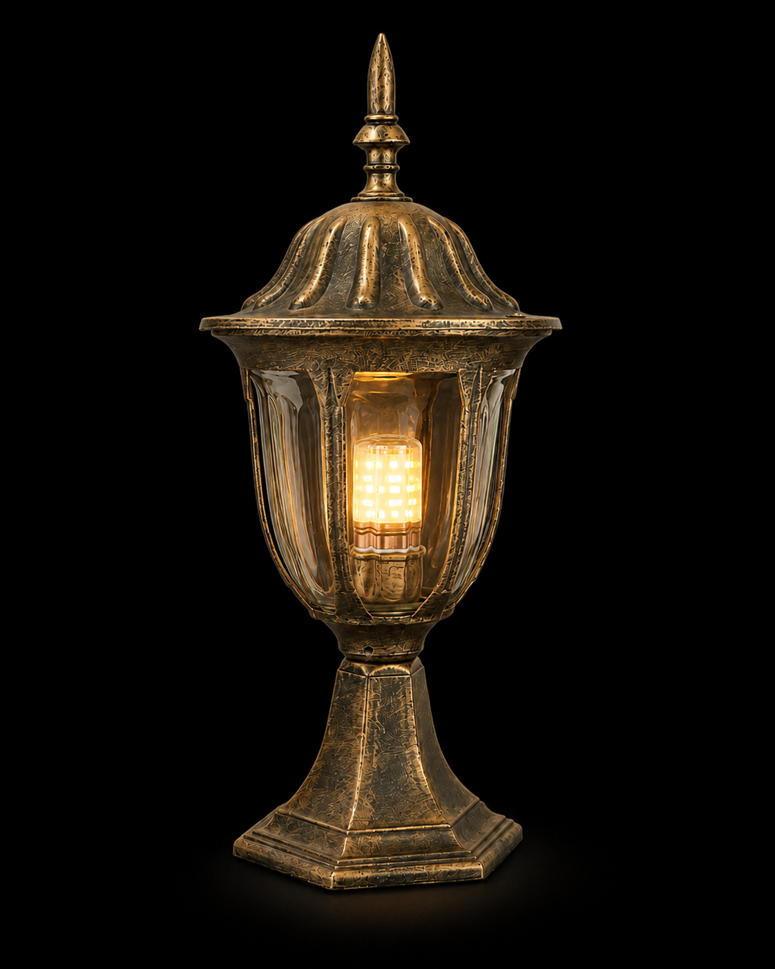 Amarjyoti Hexagonal Antique-Gold Gate Pillar Lamp