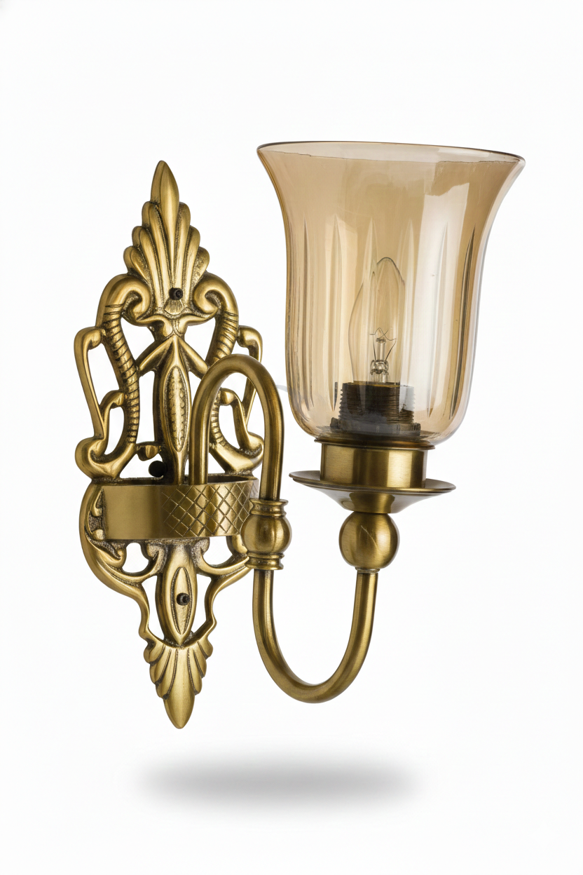Kalashrekha Flared Hurricane Glass Single-Light Wall Sconce · Wall Light · SGE-WL-083 · Samrat Glass Emporium — view 2