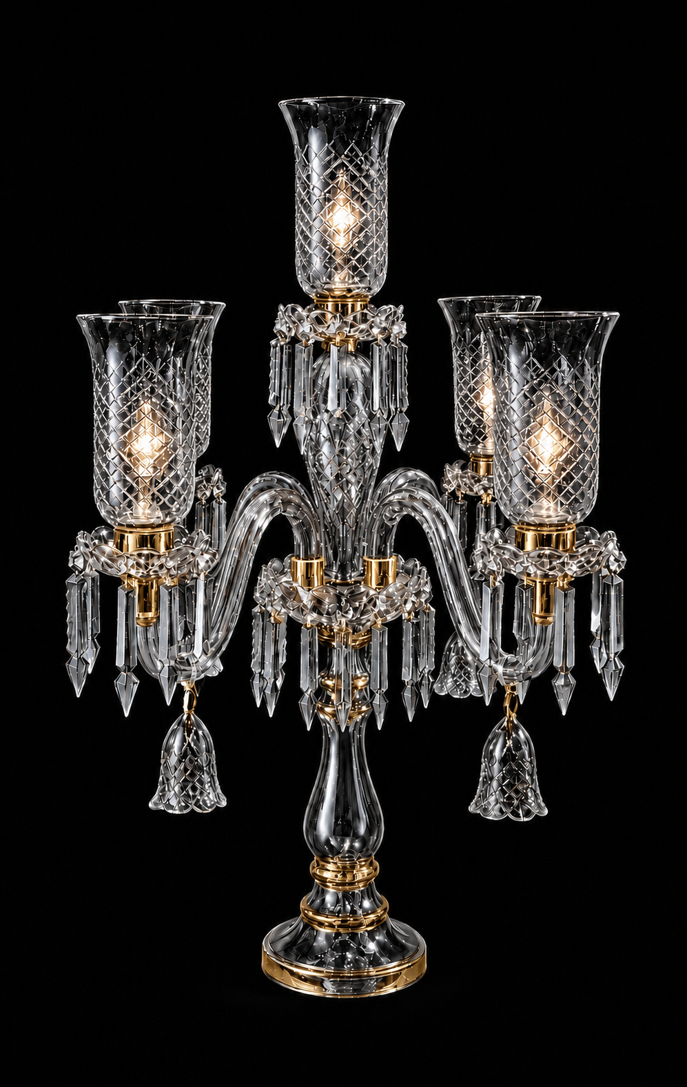 Rang Mahal Clear Prism Table Chandelier