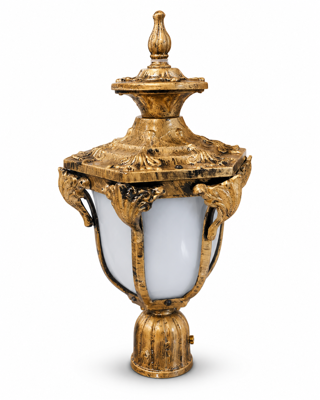 Suvarnmahal Scrollwork Antique-Gold Gate Pillar Lamp · Gate Light · SGE-GL-022 · Samrat Glass Emporium — view 2