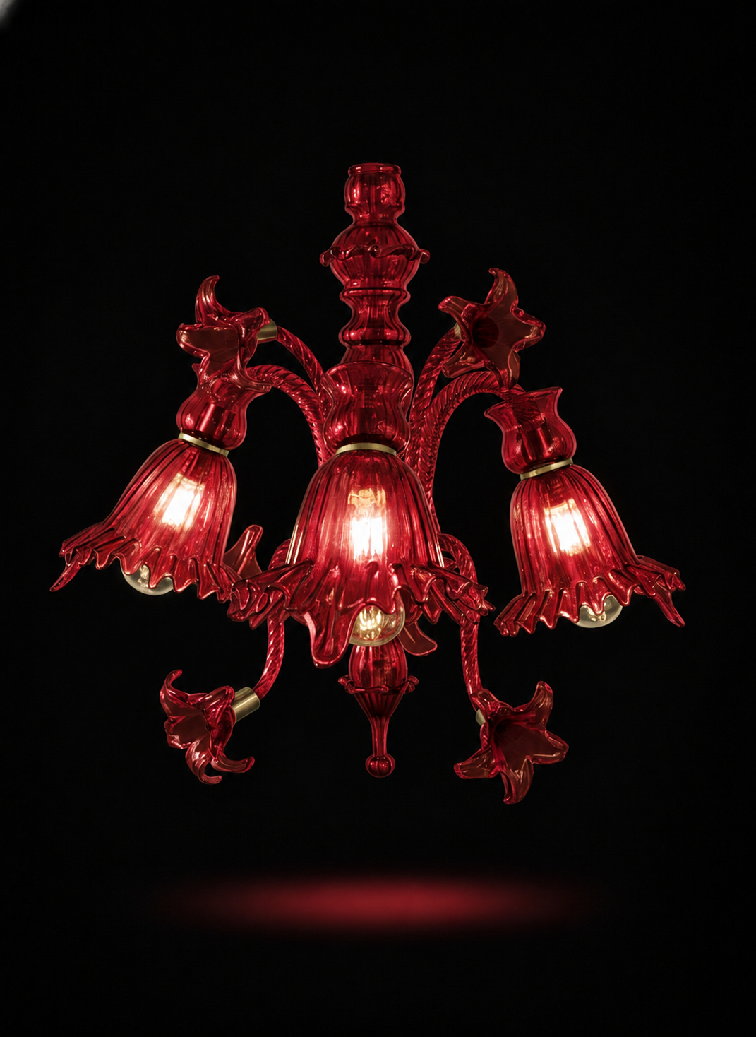 Gulzar Bellflower Three-Light Downlight Wall Light — Ruby Red