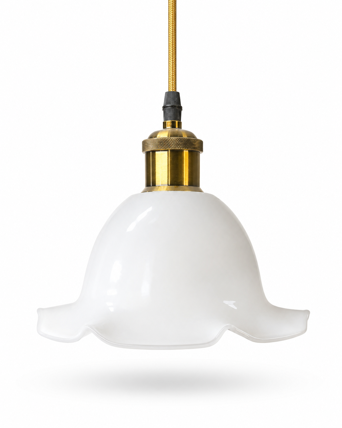 Dugdhlehar Frosted-White Scalloped Bell-Glass Hanging Light · SGE-HL-108 · Samrat Glass Emporium — view 2