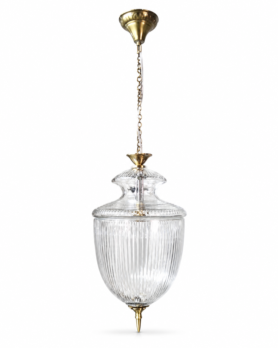 Rajsi Urn Vertically Fluted Glass Hanging Light — Grand Chain · SGE-HL-112 · Samrat Glass Emporium — view 2