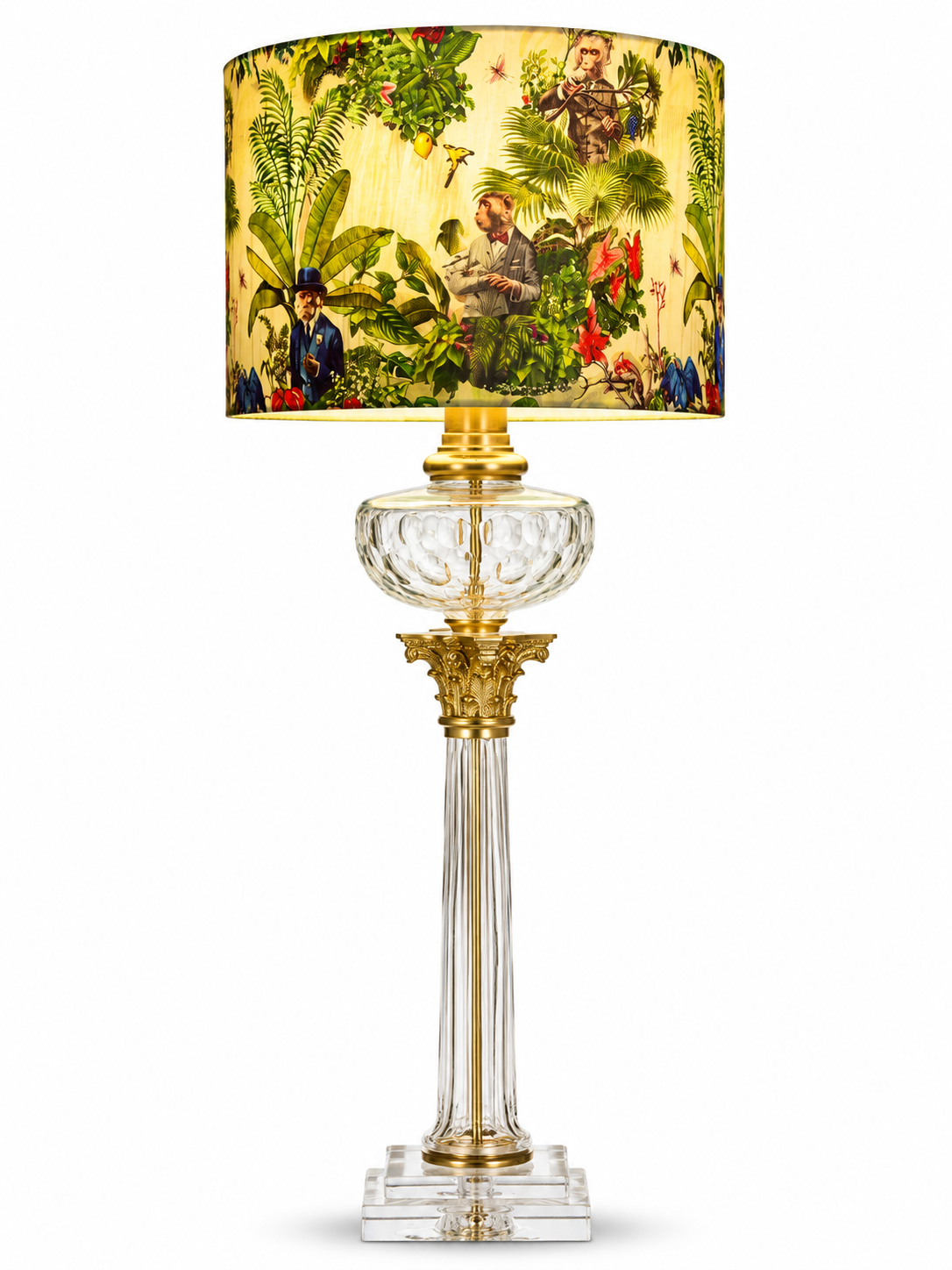 Virāsat Corinthian Crystal Table Lamp – Pleated Amber Shade · SGE-TL-047 · Samrat Glass Emporium — view 4