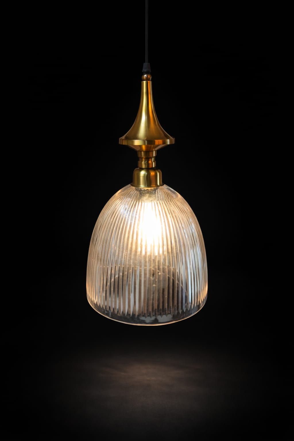 Rajsi Urn Fluted Glass Hanging Light — Brass Spire