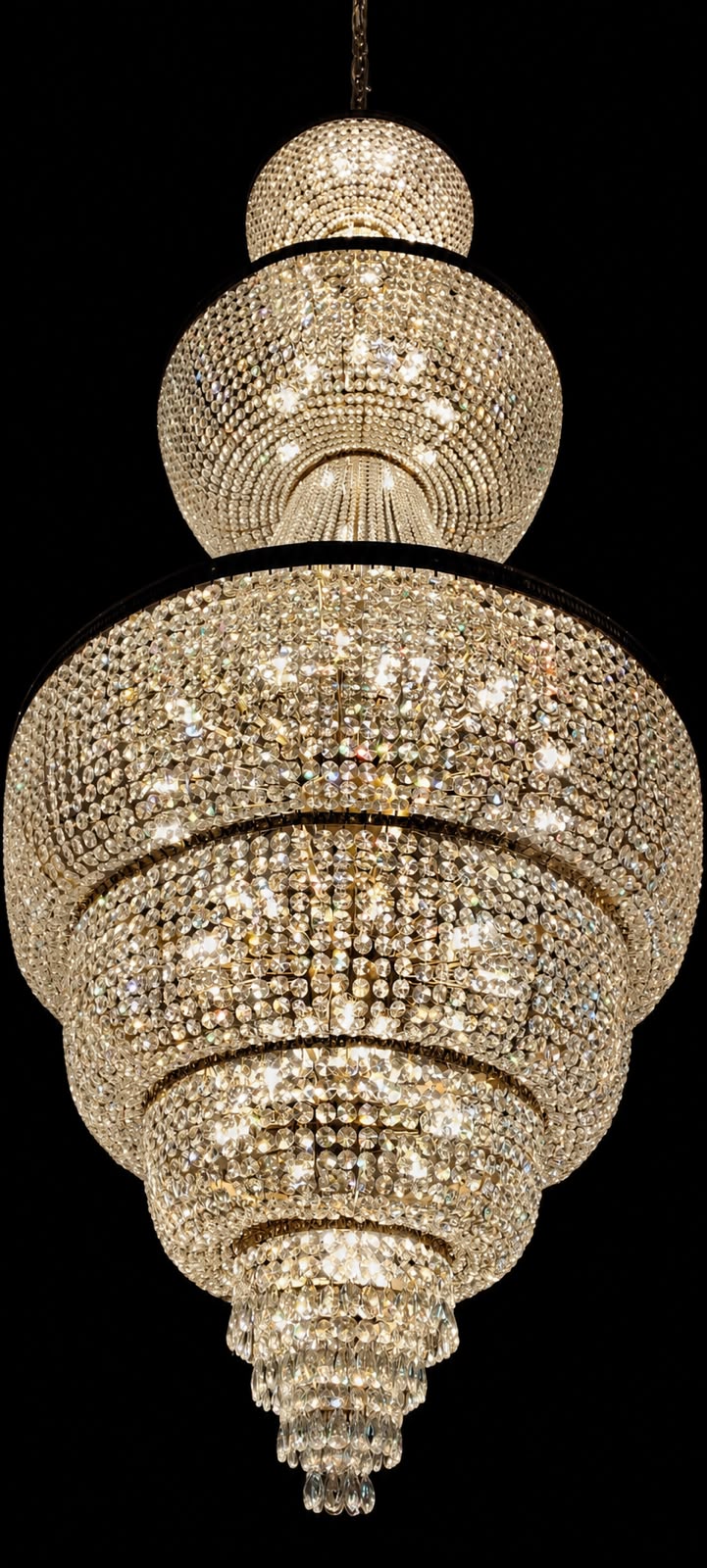 Ratnamala Concentric Crystal-Dome Cascade Chandelier
