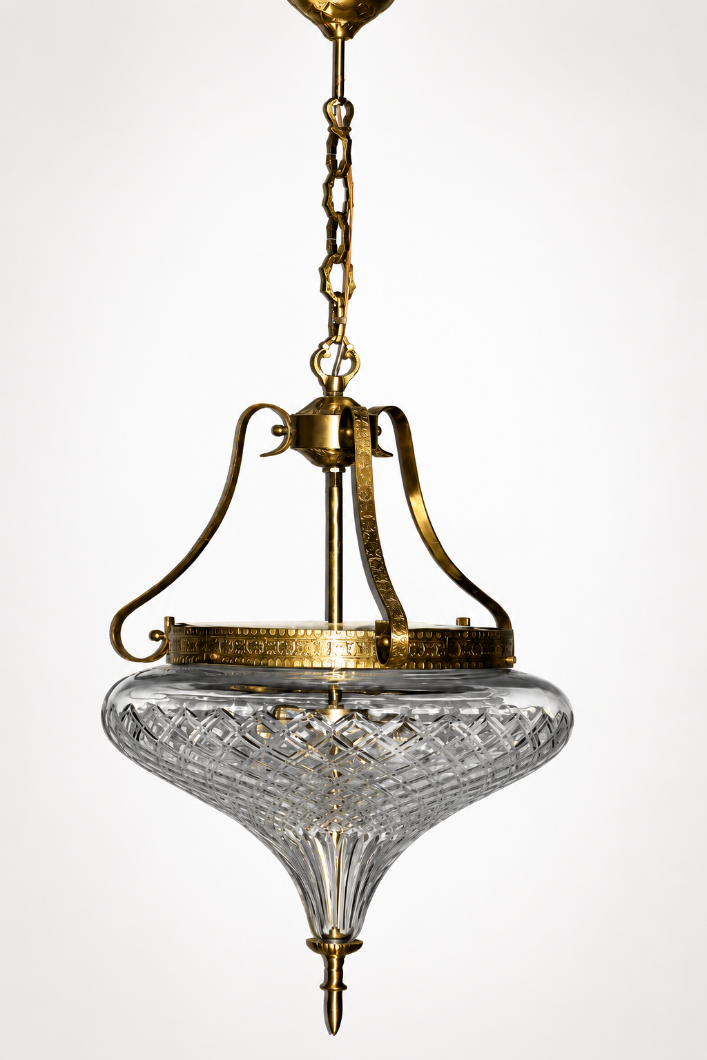 Shankh Diamond-Cut Glass Hanging Light — Grand Scroll · SGE-HL-034 · Samrat Glass Emporium — view 2