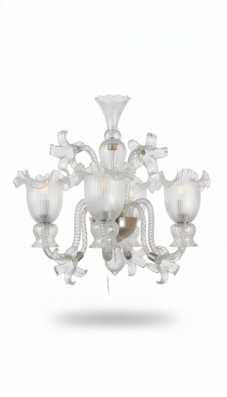 Gulzar Ruffled Tulip Three-Light Wall Light — Crystal Clear · SGE-WL-022 · Samrat Glass Emporium — view 2