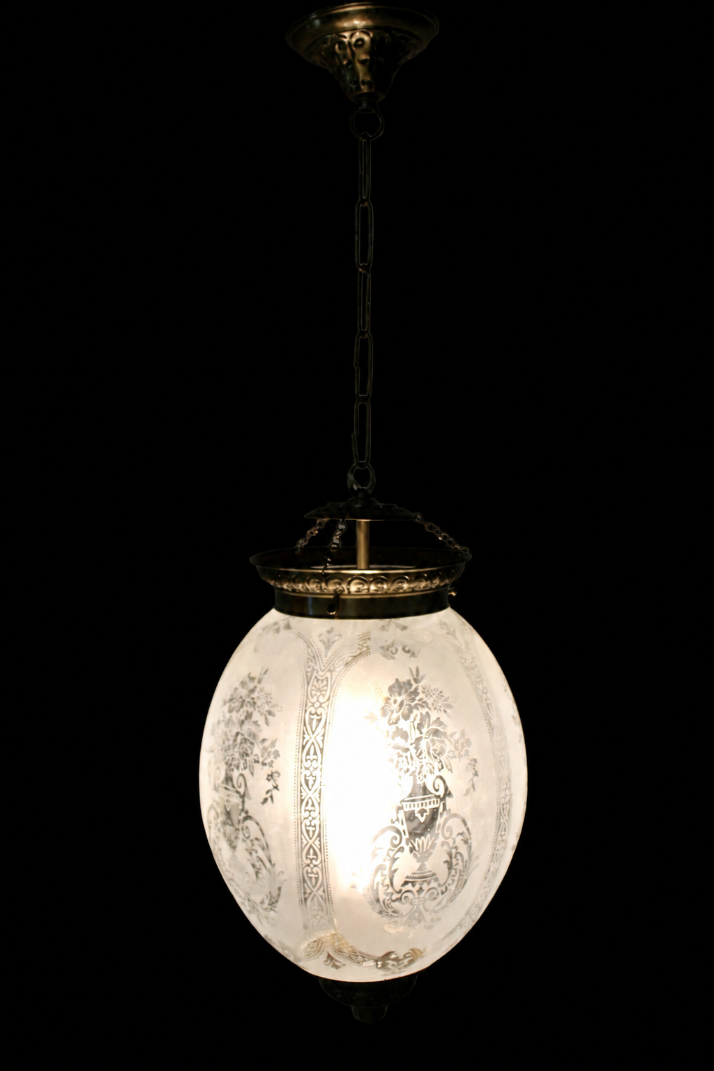 Etched Blossom Frosted Glass Hanging Light
