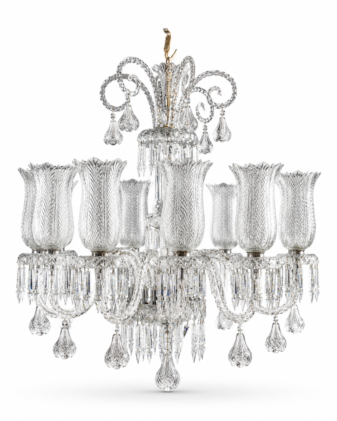 Mayurrekha Feather-Cut Tulip Twelve-Light Crystal Chandelier · SGE-CH-008 · Samrat Glass Emporium — view 2