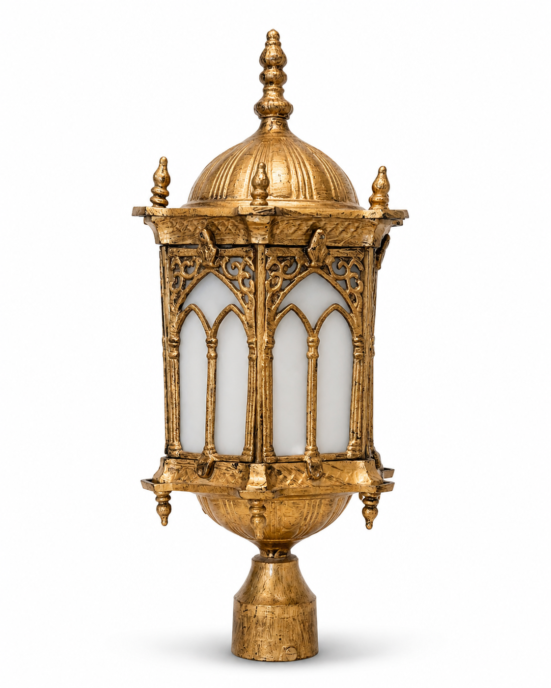 Mehrab Gothic-Arch Antique-Gold Gate Lantern — Alternate Size · Gate Light · SGE-GL-023 · Samrat Glass Emporium — view 2