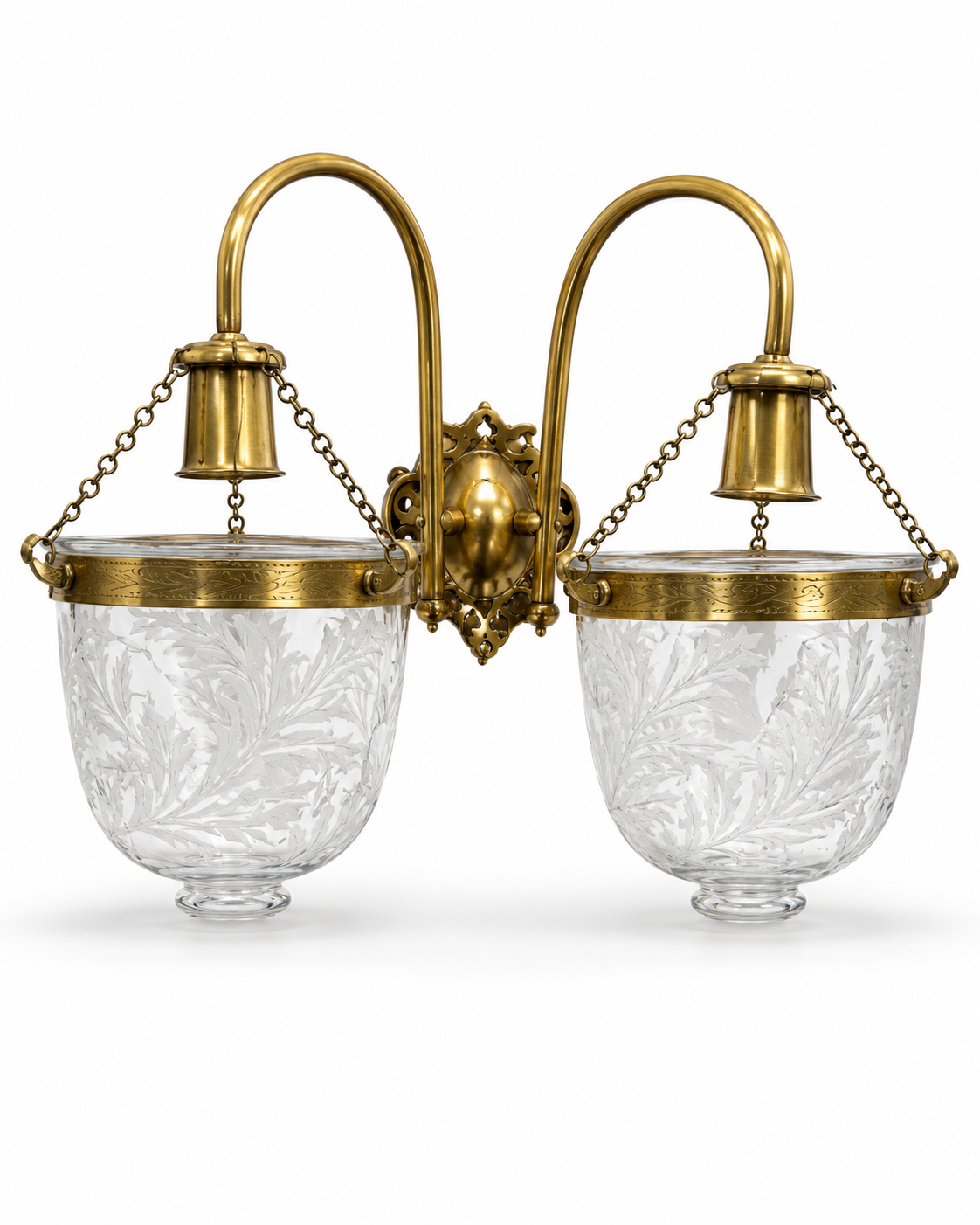 Kandil Bell Jar Twin-Light Etched Glass Wall Light · SGE-WL-027 · Samrat Glass Emporium — view 2