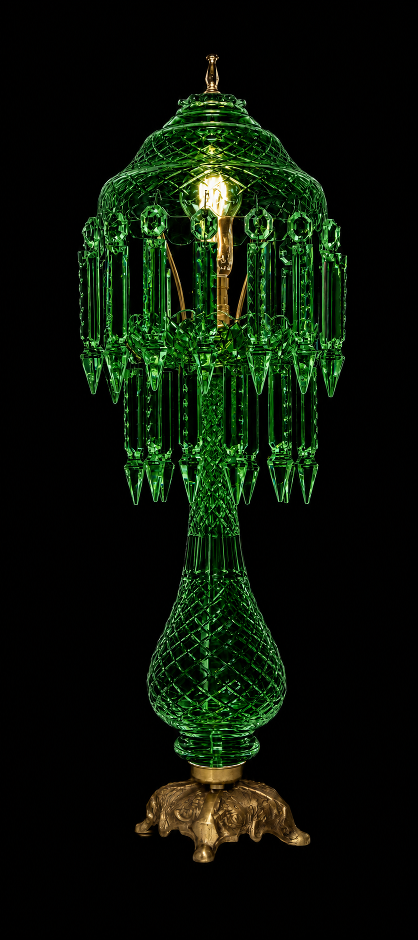 Sheesh Mahal Prism-Canopy Table Lamp — Emerald Green