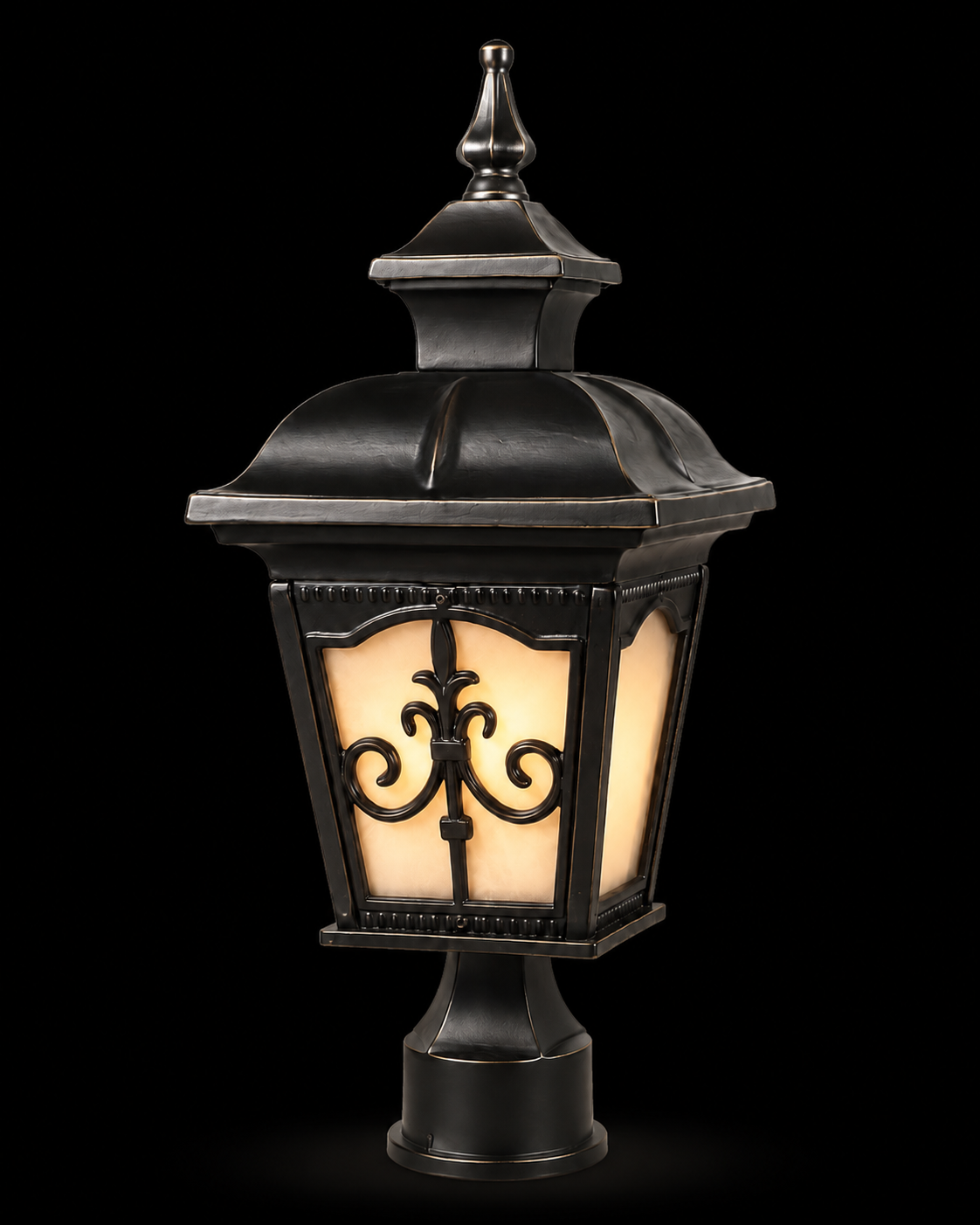 Rajwada Scrollwork Antique-Gold Gate Lantern — Large Size