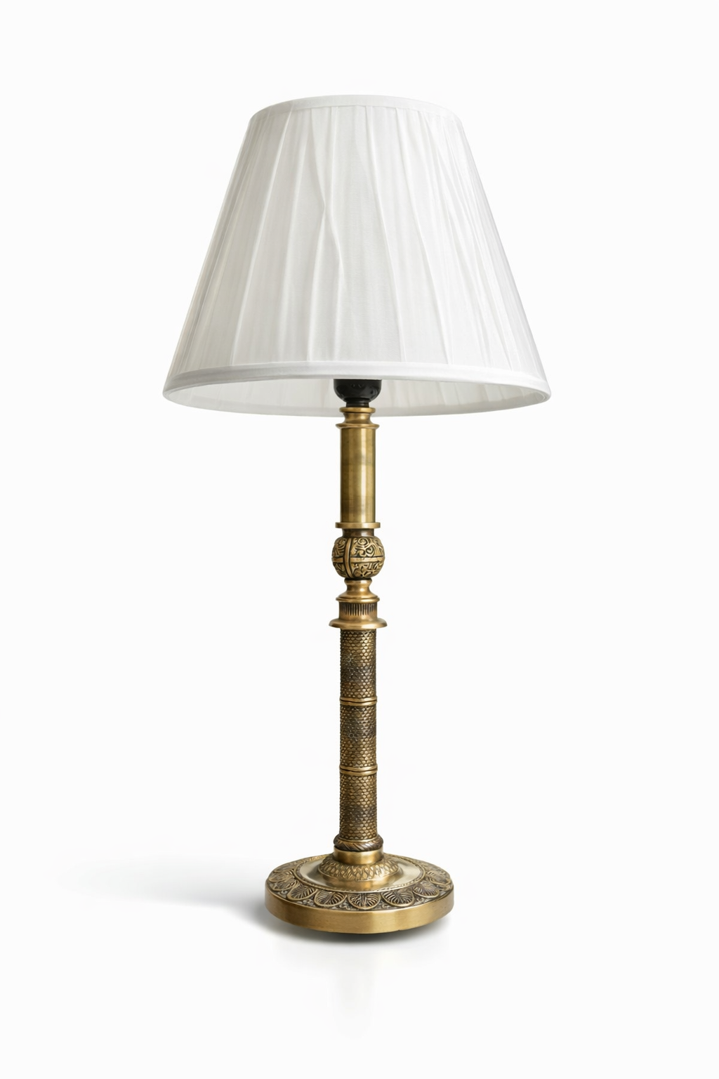 Varnika Quilted-Column Filigree Antique-Brass Table Lamp · SGE-TL-007 · Samrat Glass Emporium — view 2