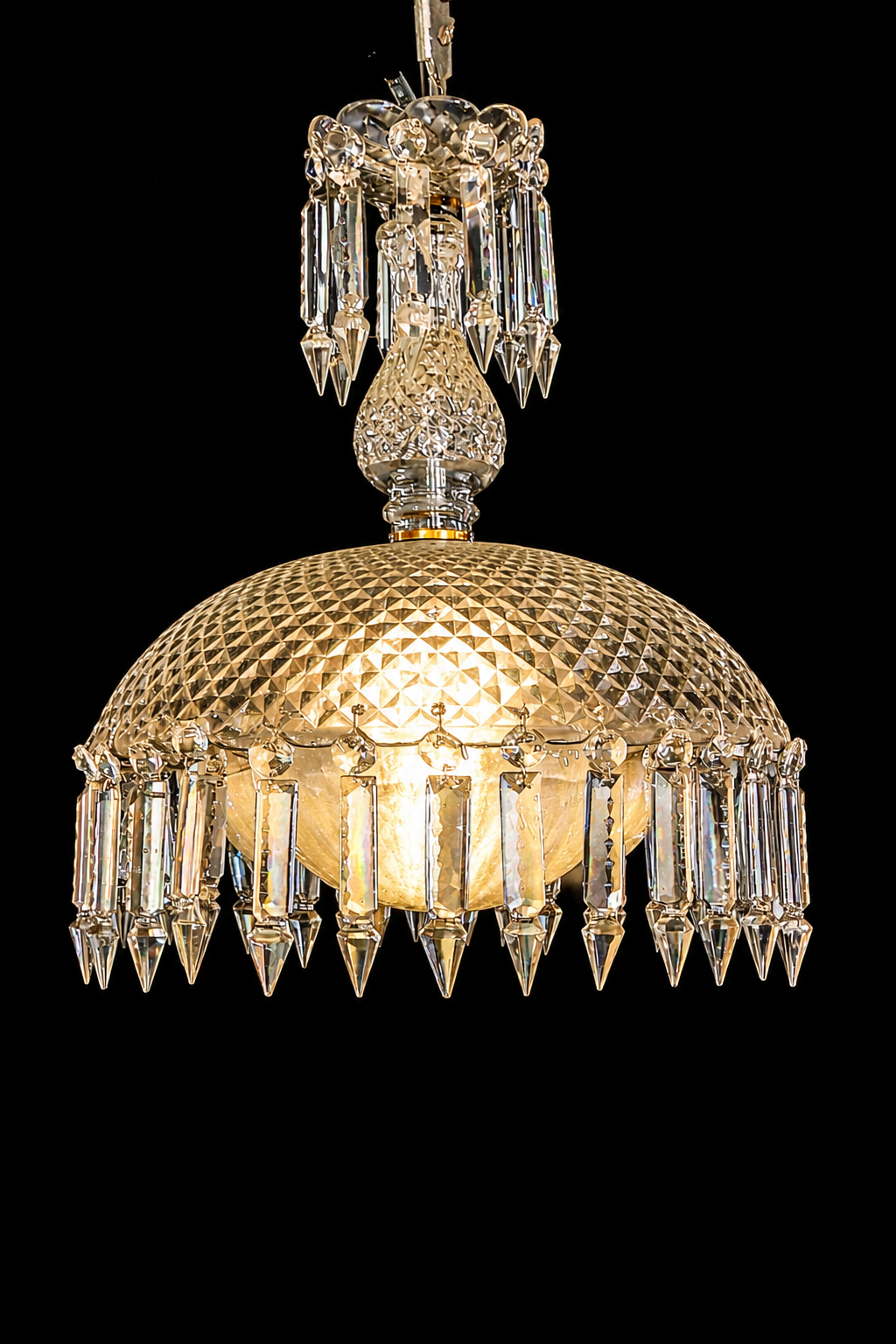 Diamond Quilt Prism-Draped Hanging Light · SGE-HL-029 · Samrat Glass Emporium