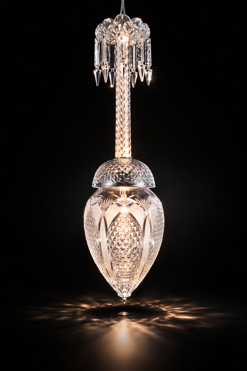 Padmakosh Oval Artisan-Cut Glass Hanging Light — Crystal Crown