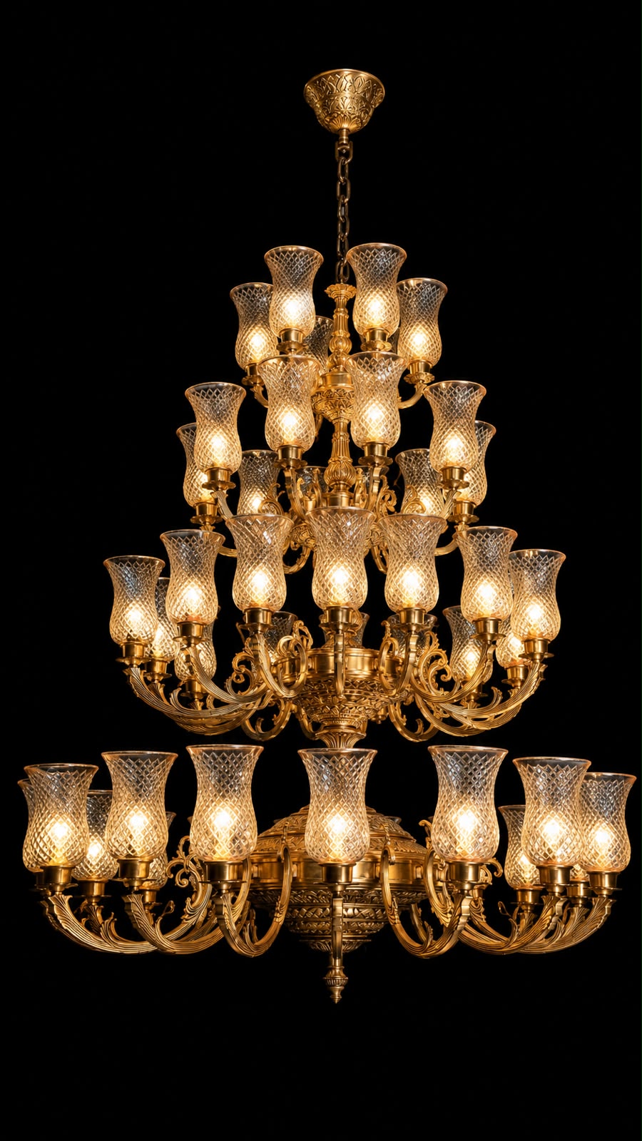 Deepstambh Diamond-Cut Glass Grand Multi-Tier Chandelier