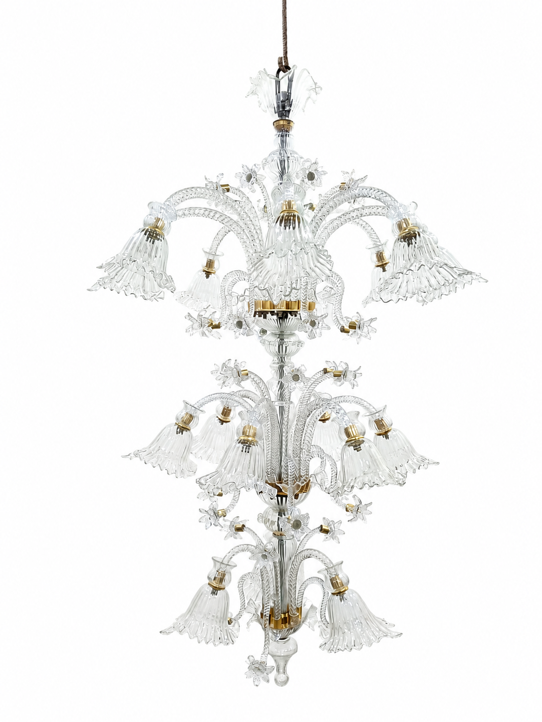 Gulzar Transparent Seventeen-Light Three-Tier Glass Chandelier · SGE-CH-071 · Samrat Glass Emporium — view 2