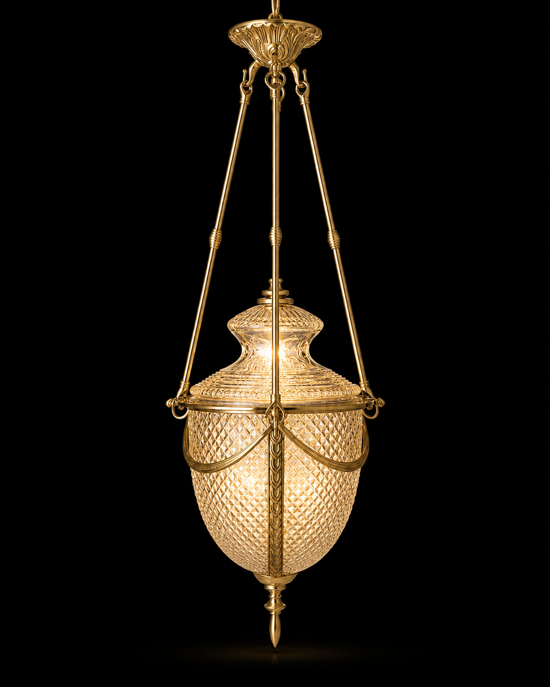 Rajsi Urn Diamond-Lattice Glass Hanging Light — Grand Tripod