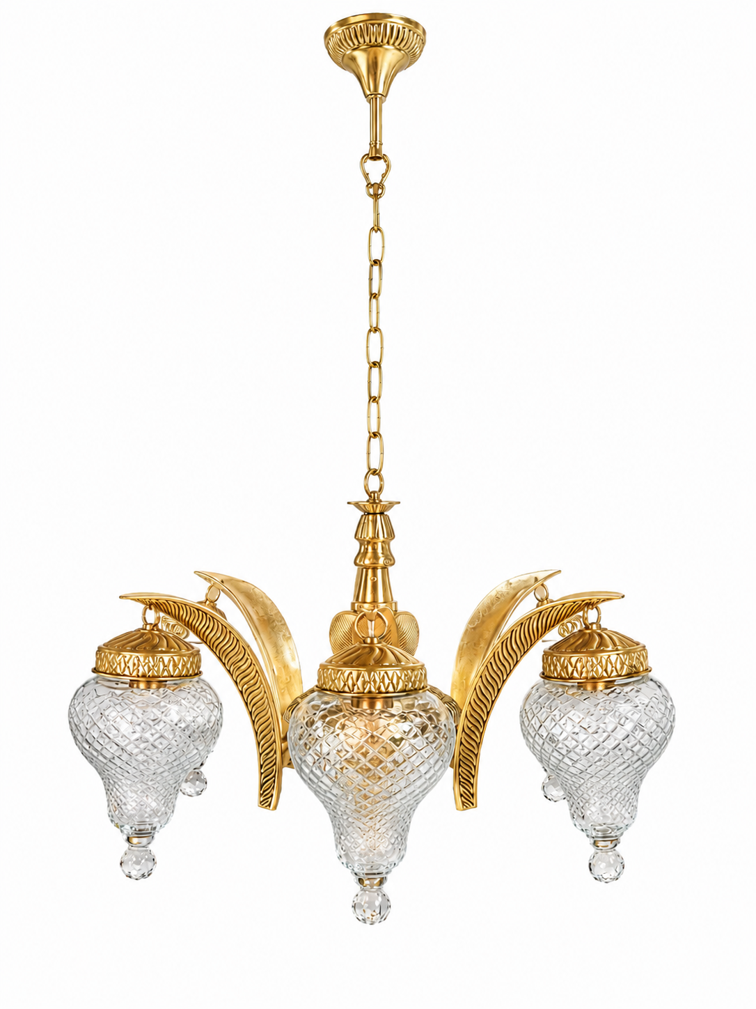 Pankhuri Diamond-Cut Glass Chandelier — Five-Light · SGE-CH-045 · Samrat Glass Emporium — view 2