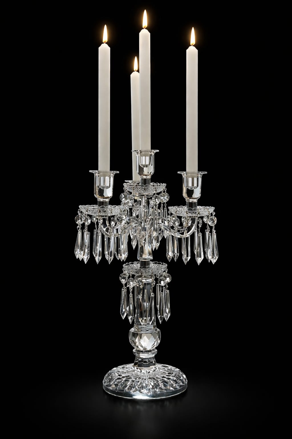 Prism Draped Clear Glass Candle Stand