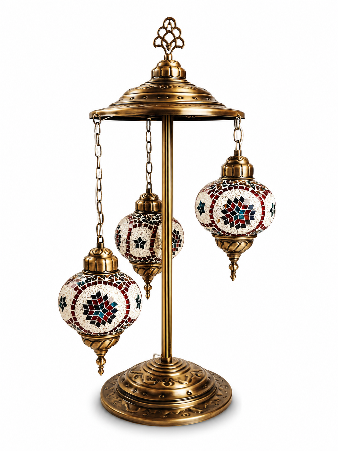 Mehfil Mosaic Cascade Table Chandelier — Three-Light · SGE-TA-010 · Samrat Glass Emporium — view 2