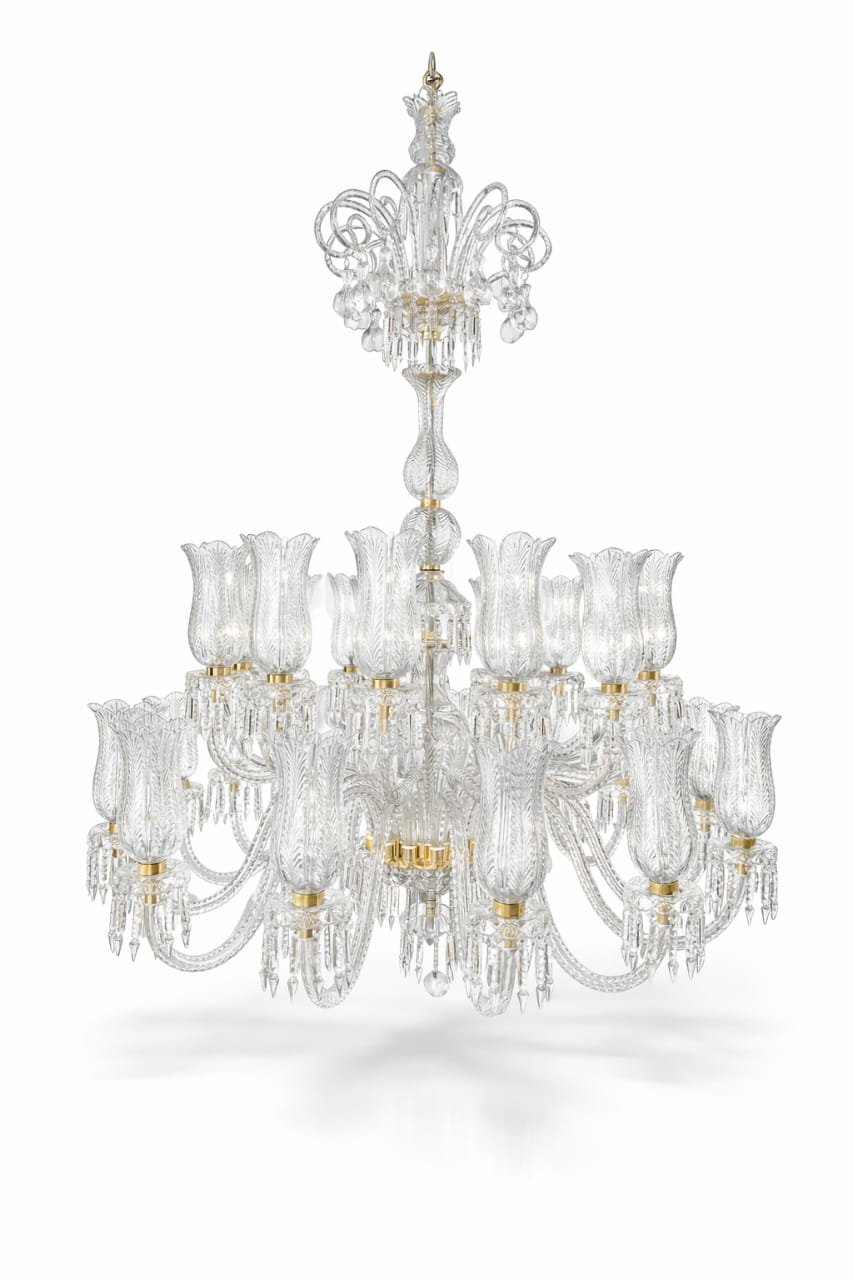 Mayurrekha Feather-Cut Tulip Thirty-Light Two-Tier Crystal Chandelier · SGE-CH-127 · Samrat Glass Emporium — view 2