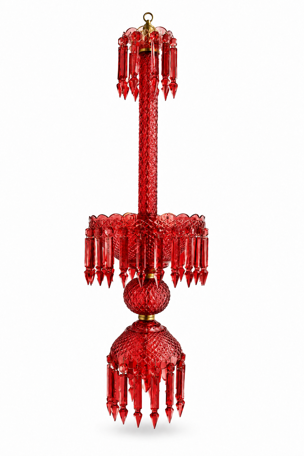 Rangmahal Diamond-Cut Crystal Hanging Light — Ruby Red · SGE-HL-016 · Samrat Glass Emporium — view 2