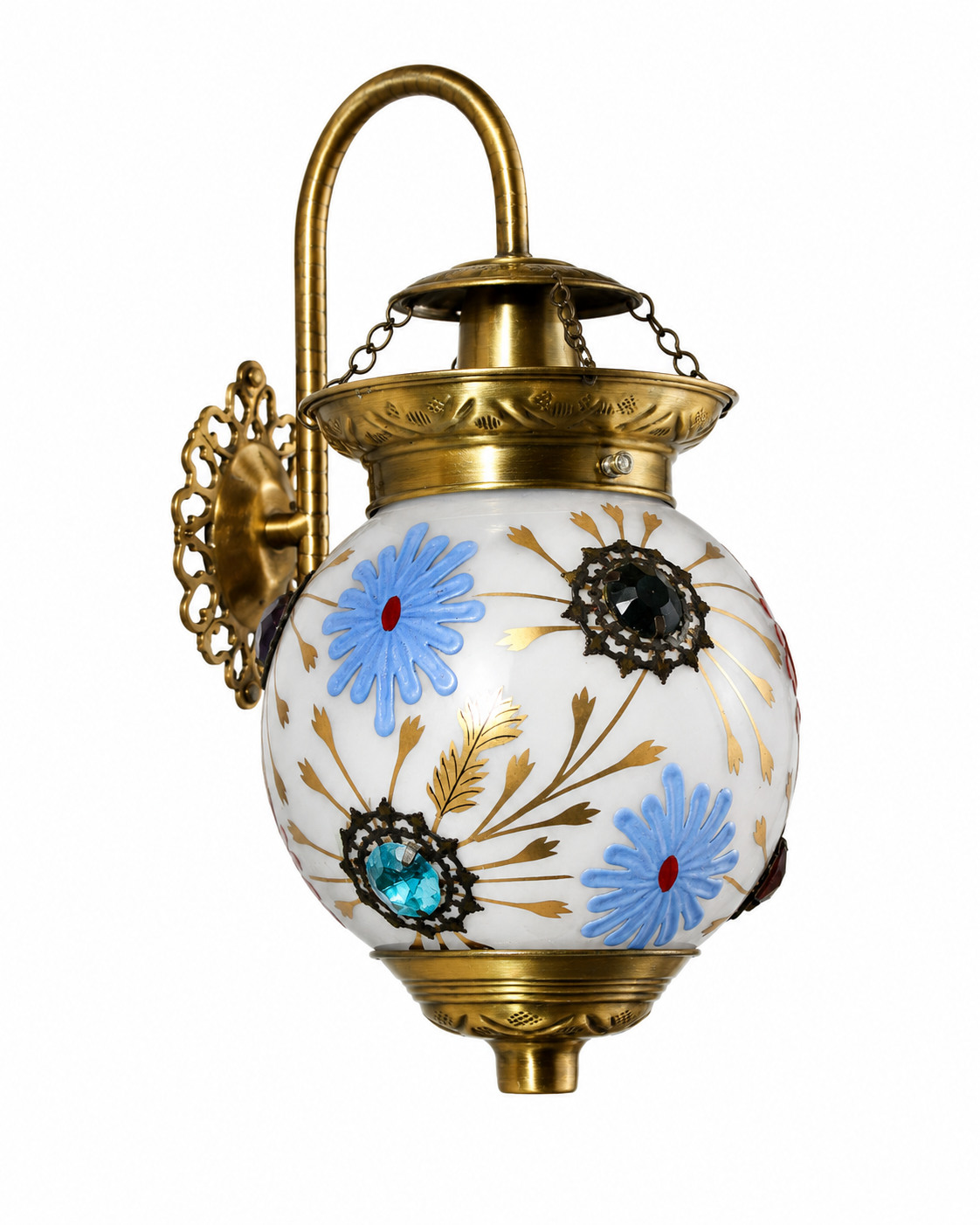 Noorjaal Hand-Painted Floral Glass Hanging Wall Lantern · Wall Light · SGE-WL-077 · Samrat Glass Emporium — view 2