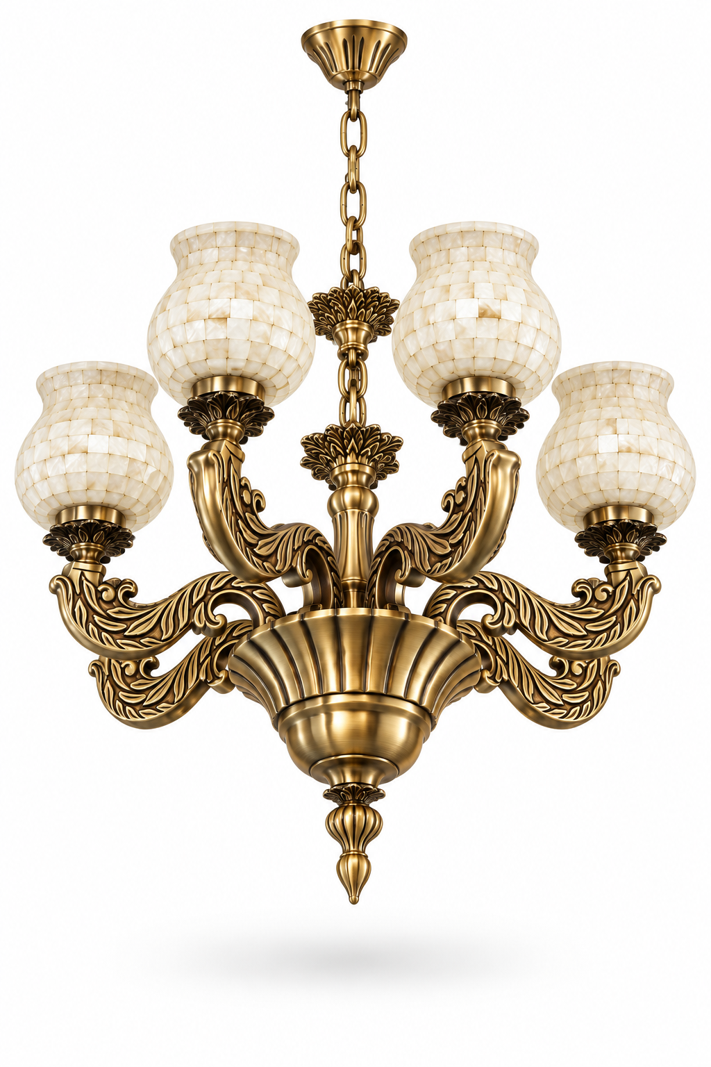 Kamaljaal Ivory Mosaic Urn Eight-Light Chandelier · SGE-CH-144 · Samrat Glass Emporium — view 2