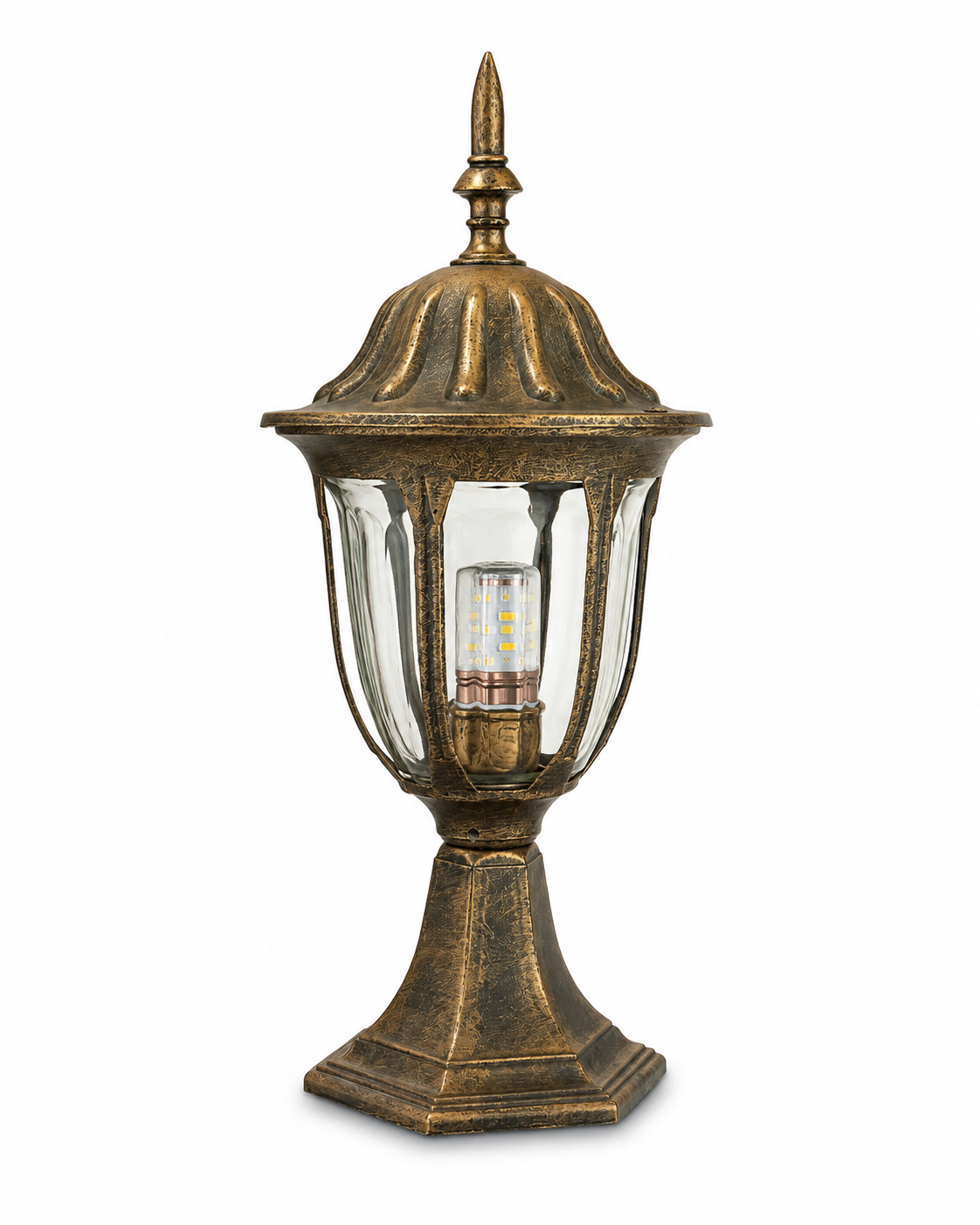 Amarjyoti Hexagonal Antique-Gold Gate Pillar Lamp · Gate Light · SGE-GL-017 · Samrat Glass Emporium — view 2