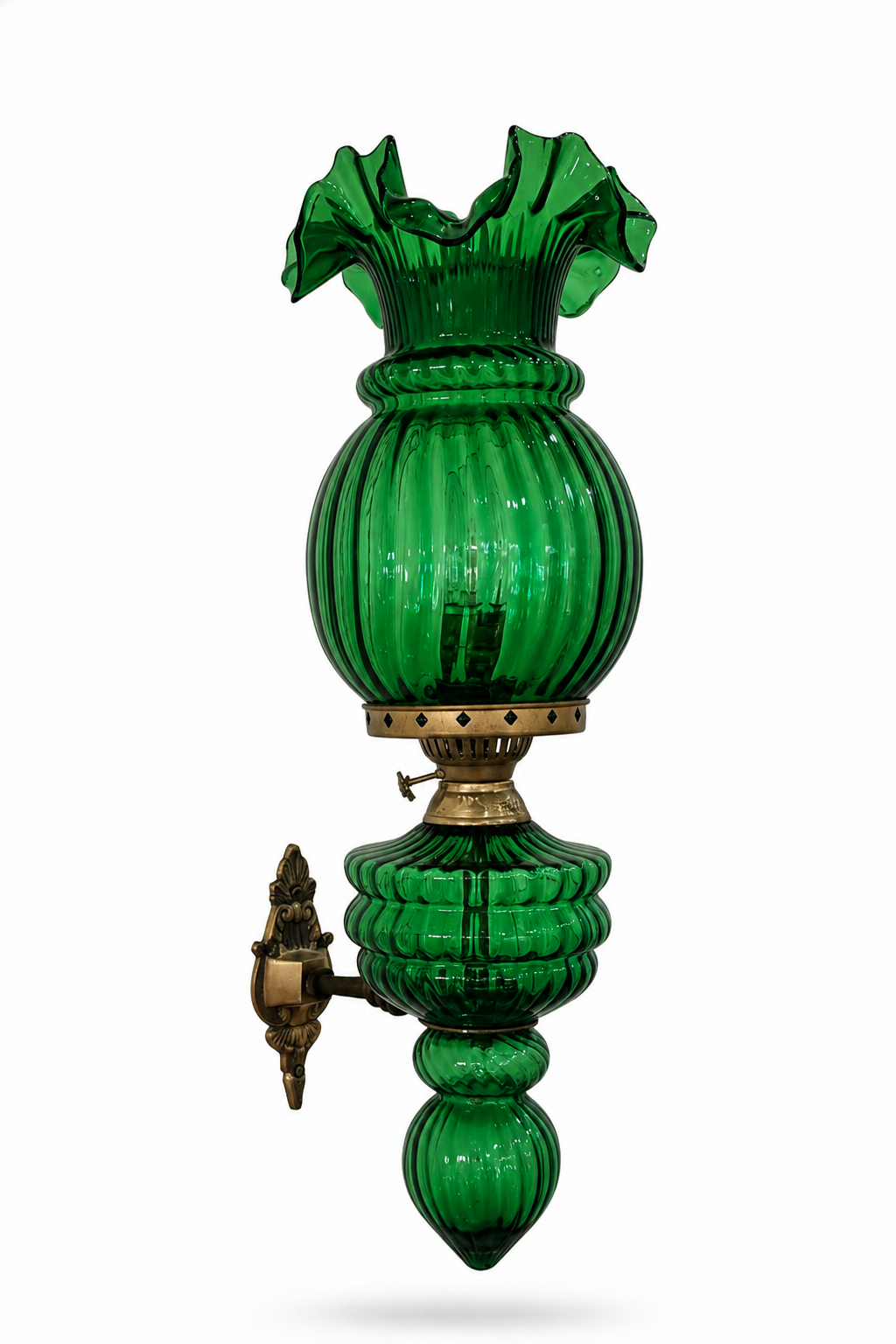 Gulzar Ruffled Tulip Single-Light Wall Lamp — Emerald Green · Wall Light · SGE-WL-030 · Samrat Glass Emporium — view 2