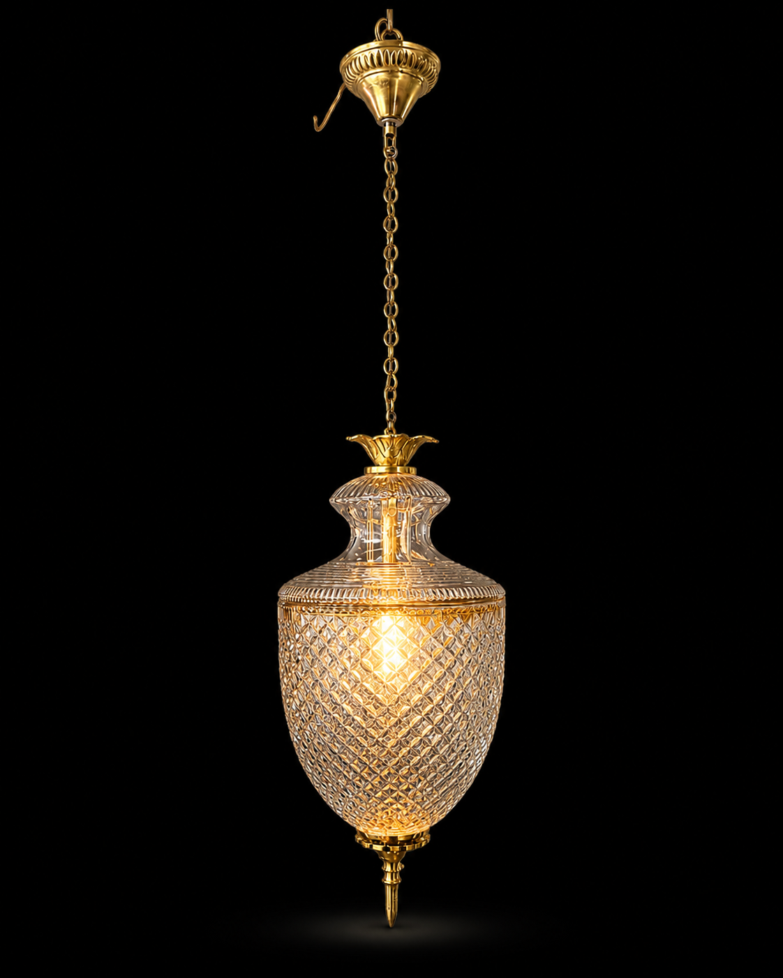 Rajsi Diamond-Lattice Glass Urn Hanging Light — 7"