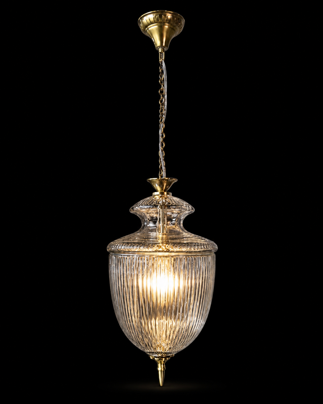 Rajsi Urn Vertically Fluted Glass Hanging Light — Grand Chain