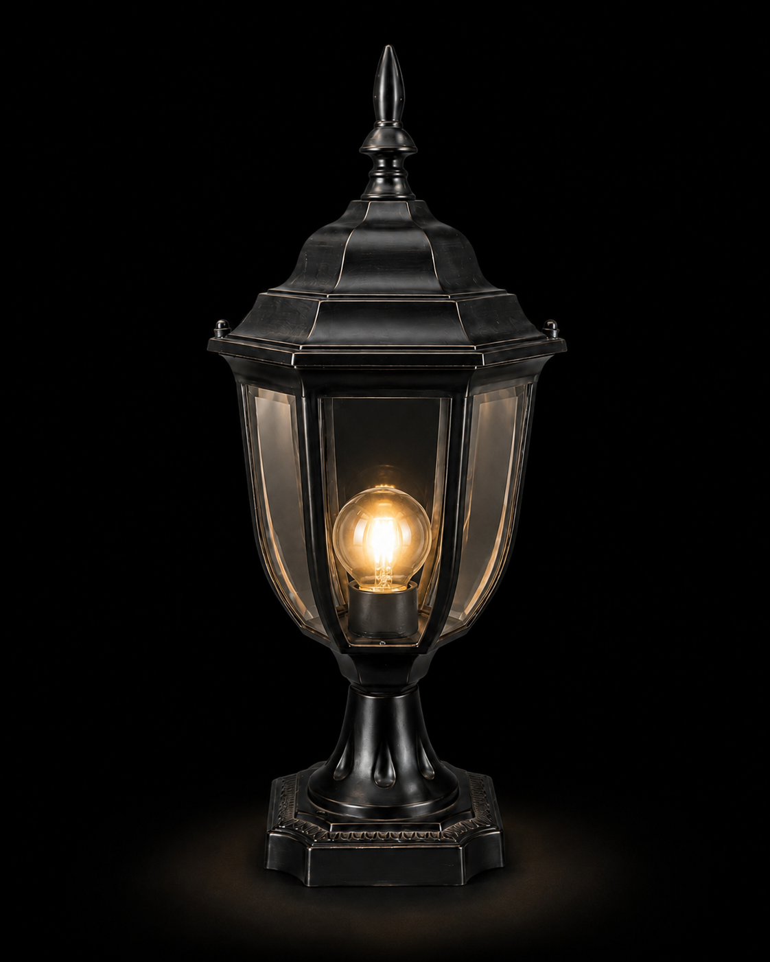 Rajpravesh Hexagonal Black Heritage Gate Pillar Lamp