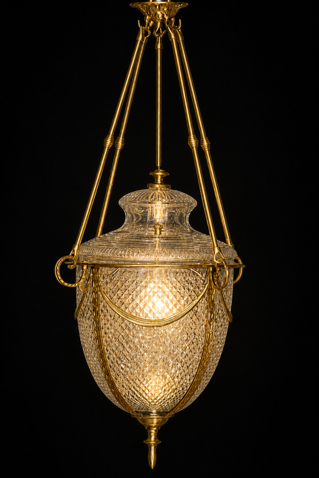 Rajsi Urn Diamond-Cut Glass Hanging Light — Grand Tripod