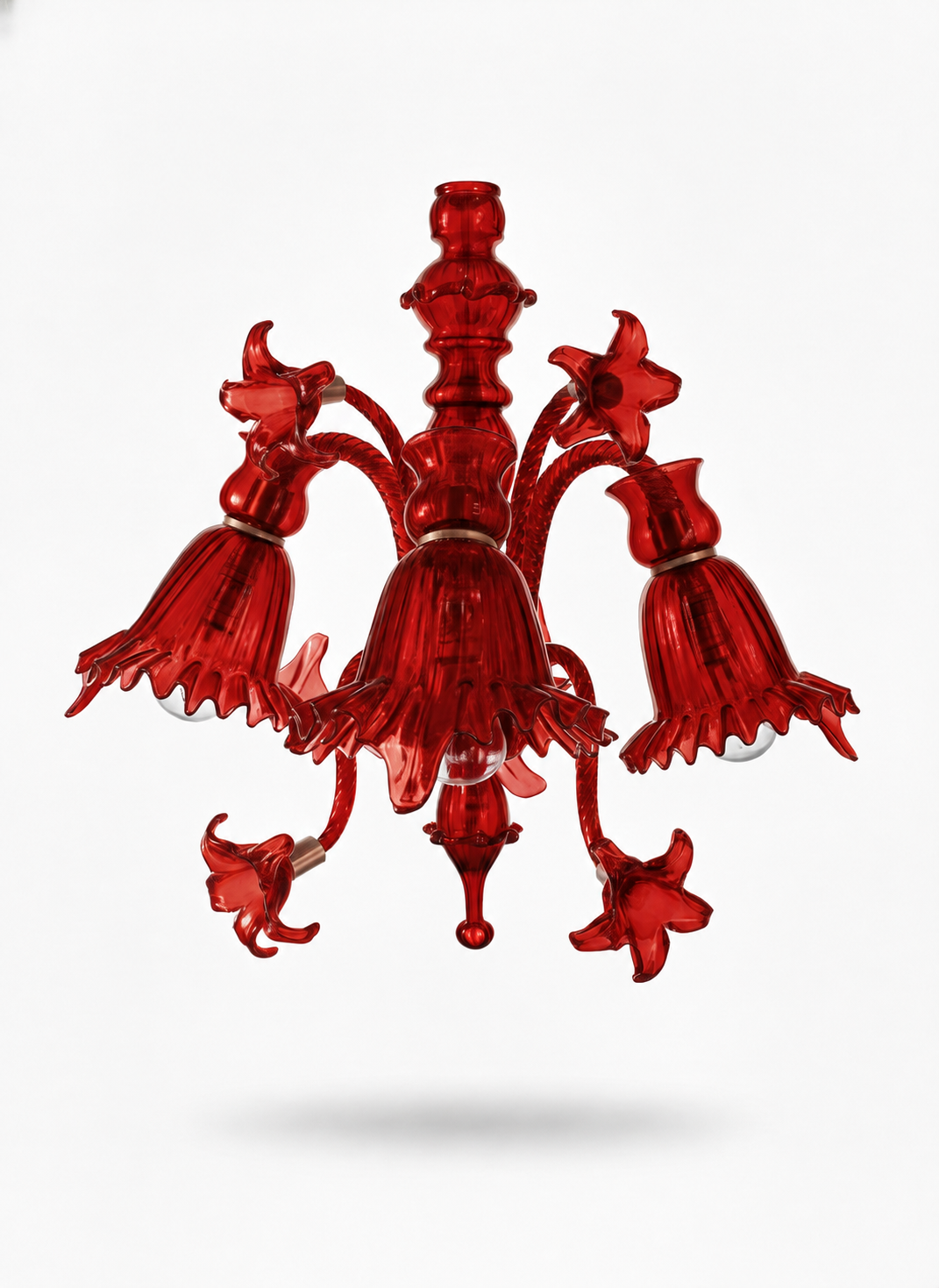 Gulzar Bellflower Three-Light Downlight Wall Light — Ruby Red · SGE-WL-018 · Samrat Glass Emporium — view 2