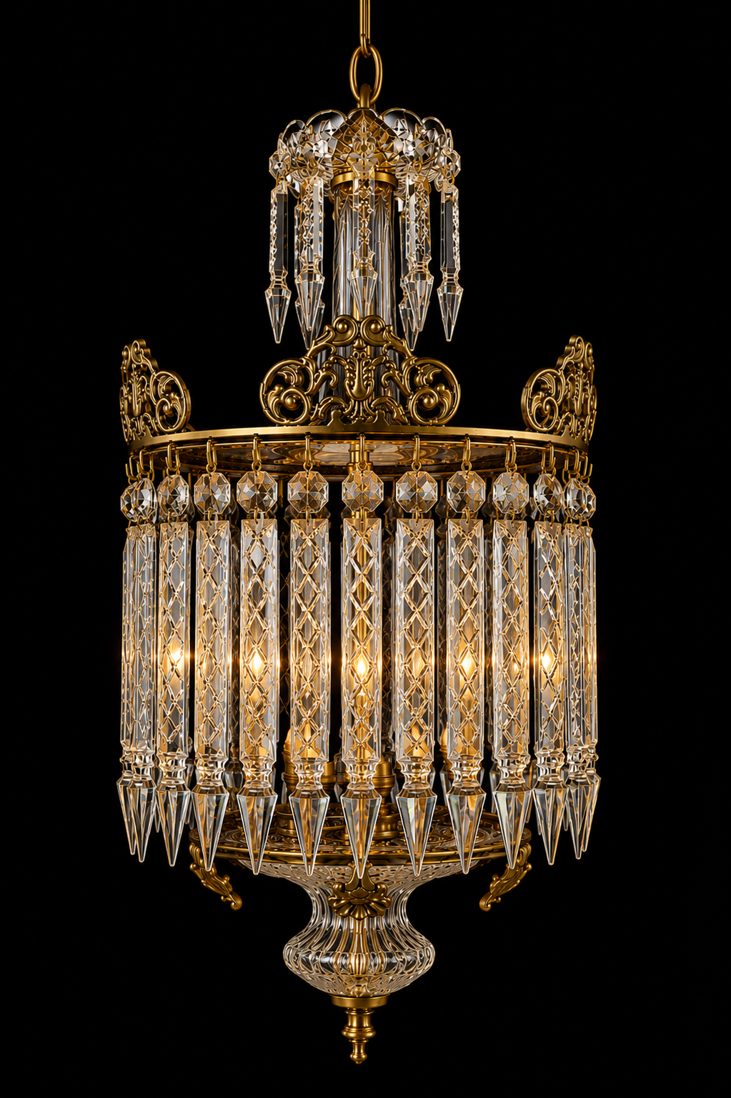 Rajmukut Crest-Prism Cylindrical Hanging Light · SGE-HL-079 · Samrat Glass Emporium