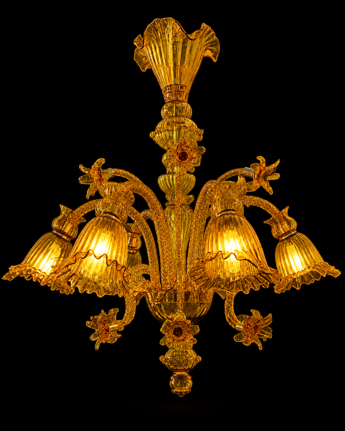 Gulzar Amber Six-Light Glass Chandelier