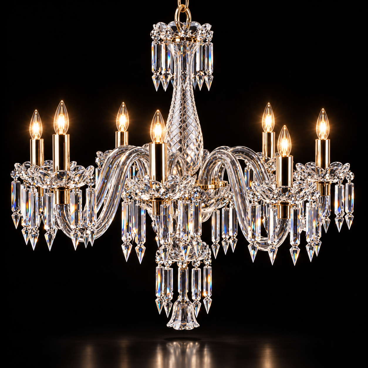 Neelpushp Clear Glass Eight-Light Chandelier