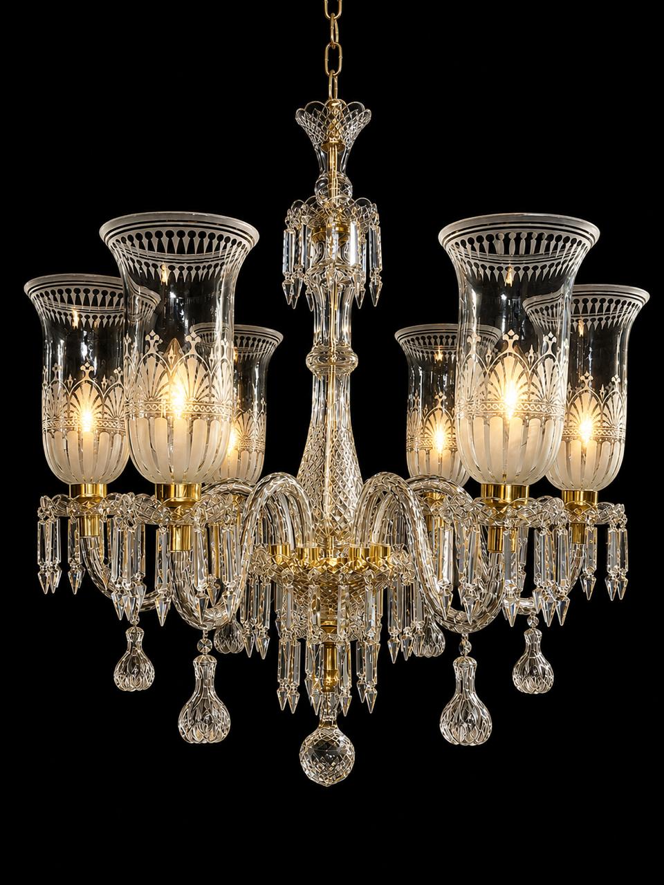Regalia Flare Etched Glass Crystal Chandelier