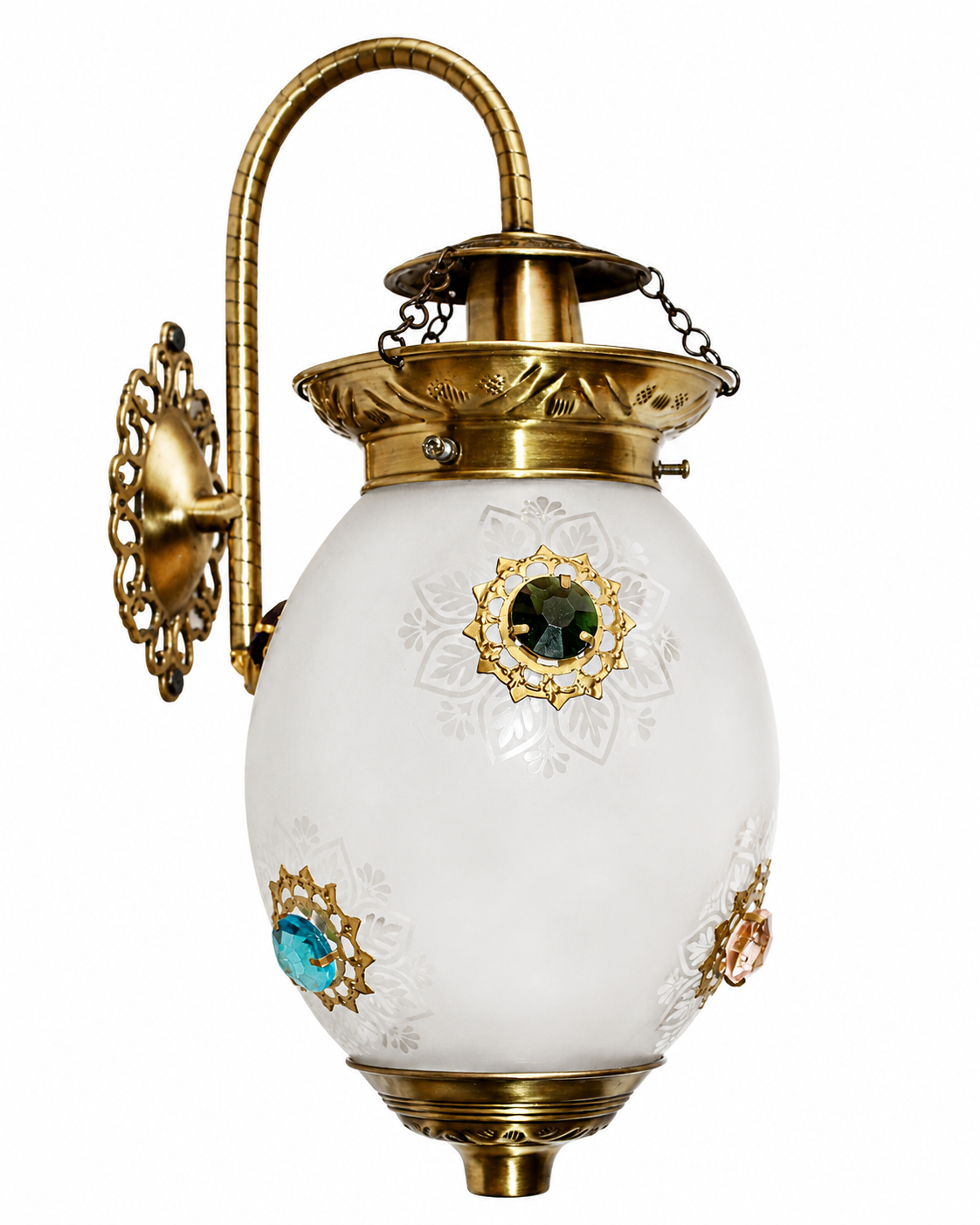 Noorjaal Jewel-Medallion Frosted Glass Hanging Wall Lantern · Wall Light · SGE-WL-078 · Samrat Glass Emporium — view 2