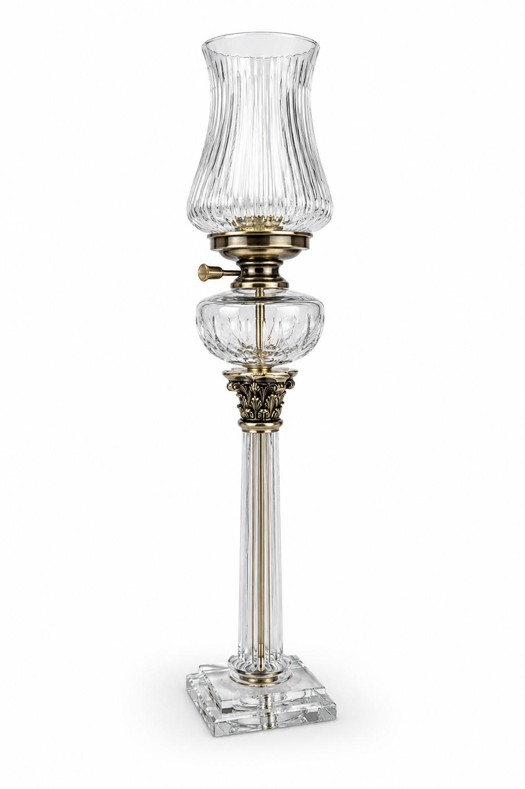 Virāsat Corinthian Crystal Table Lamp — Fluted Hurricane Shade · SGE-TL-062 · Samrat Glass Emporium — view 2