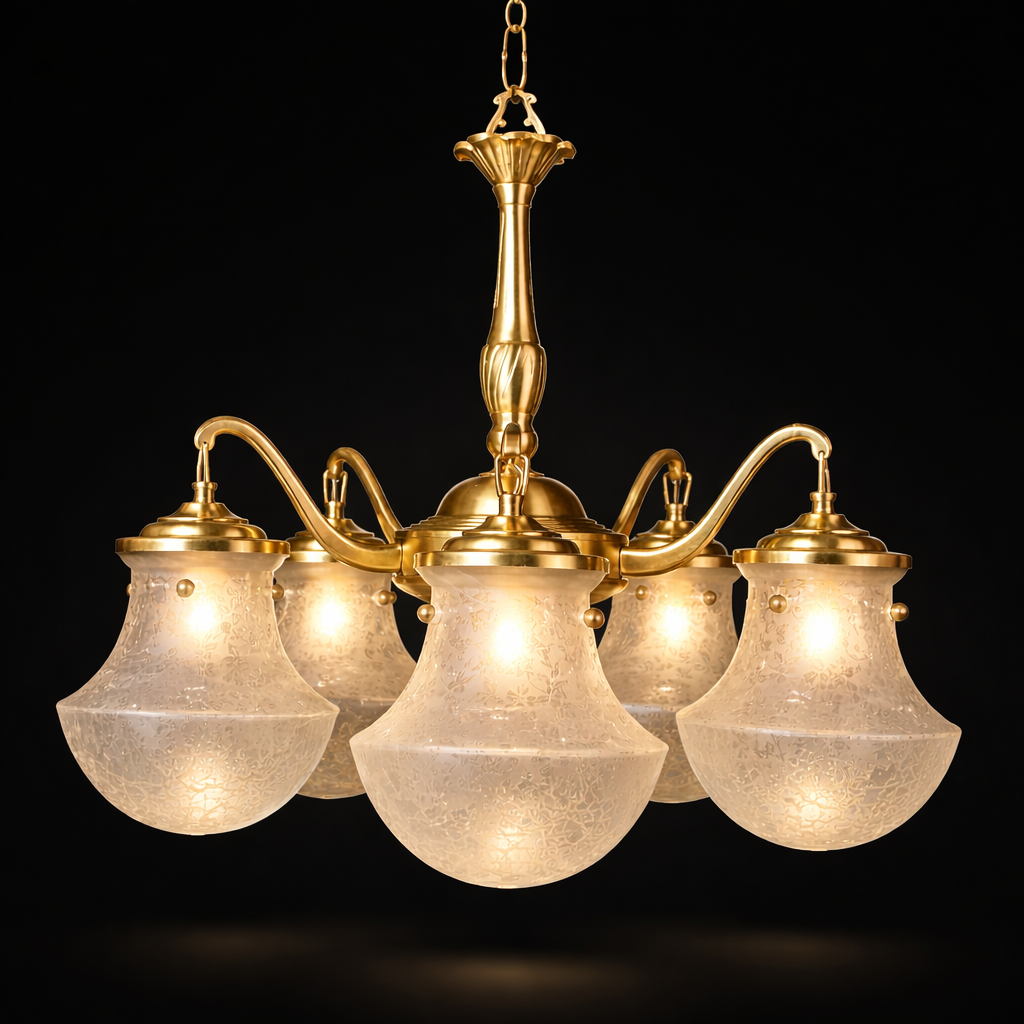 Prastara Etched Glass Chandelier — Five-Light
