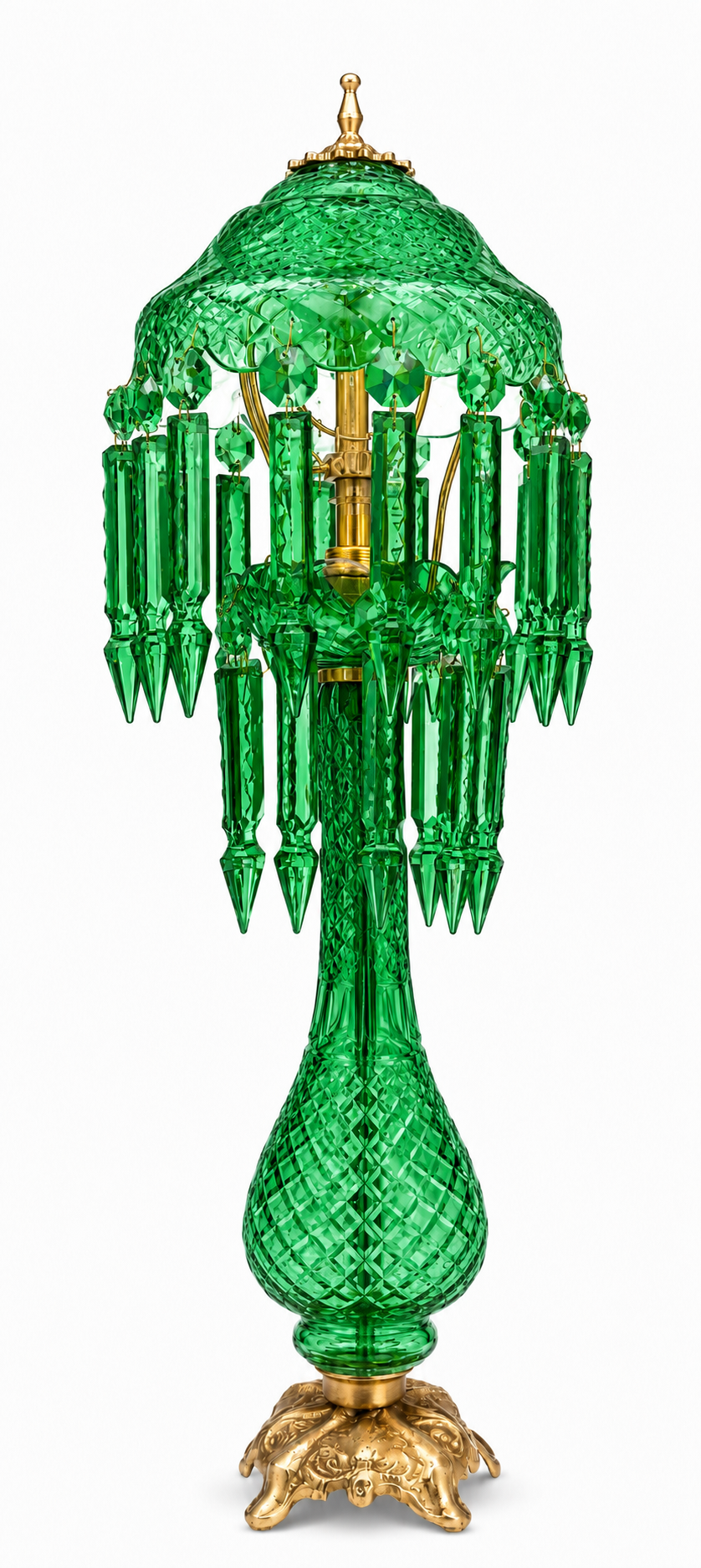 Sheesh Mahal Mint-Green Diamond-Cut Prism-Canopy Table Lamp · SGE-TL-038 · Samrat Glass Emporium — view 2