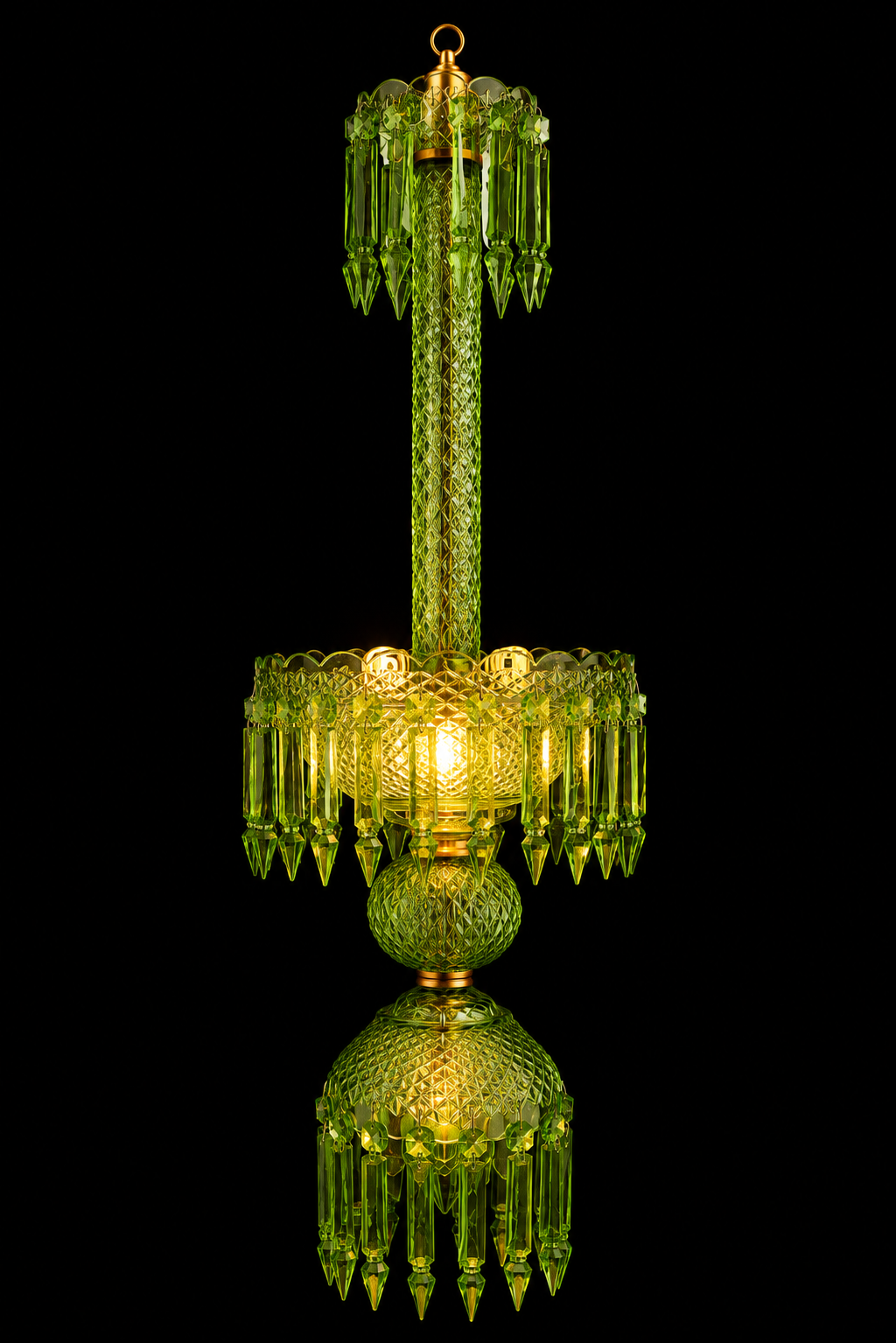 Rangmahal Diamond-Cut Crystal Hanging Light — Emerald Green